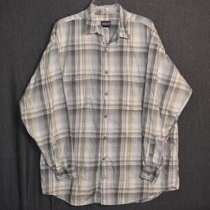 Patagonia Men's XXL Button Up Long Sleeve Organic Cotton Plaid Shirt Outdoor